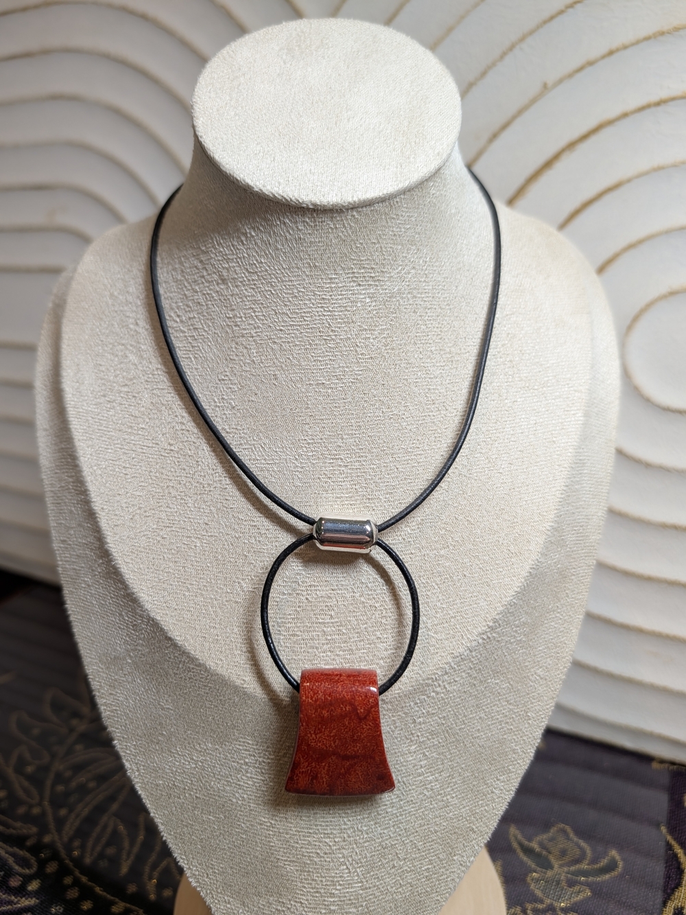 Silpada Cardinal Rule Sterling Silver 925 Red Sponge Coral Leather Necklace